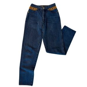 Vintage Italian Denim Jeans with Embroidered Western Waistband – W30